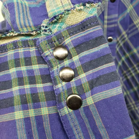 NEW Free People Ruth Long Button Front Shirt Dress Duster Jacket Purple Green - Picture 9 of 15